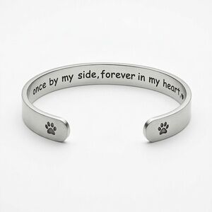 Silver Paw Print Cuff Bracelet